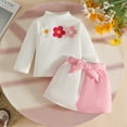 thumbnail image 3 of Ugoldhm Baby Girls Shirt and Skirt Set 3D Flower Top Bow Mini Dress Toddlers Cute Outfit Set, 3 of 8