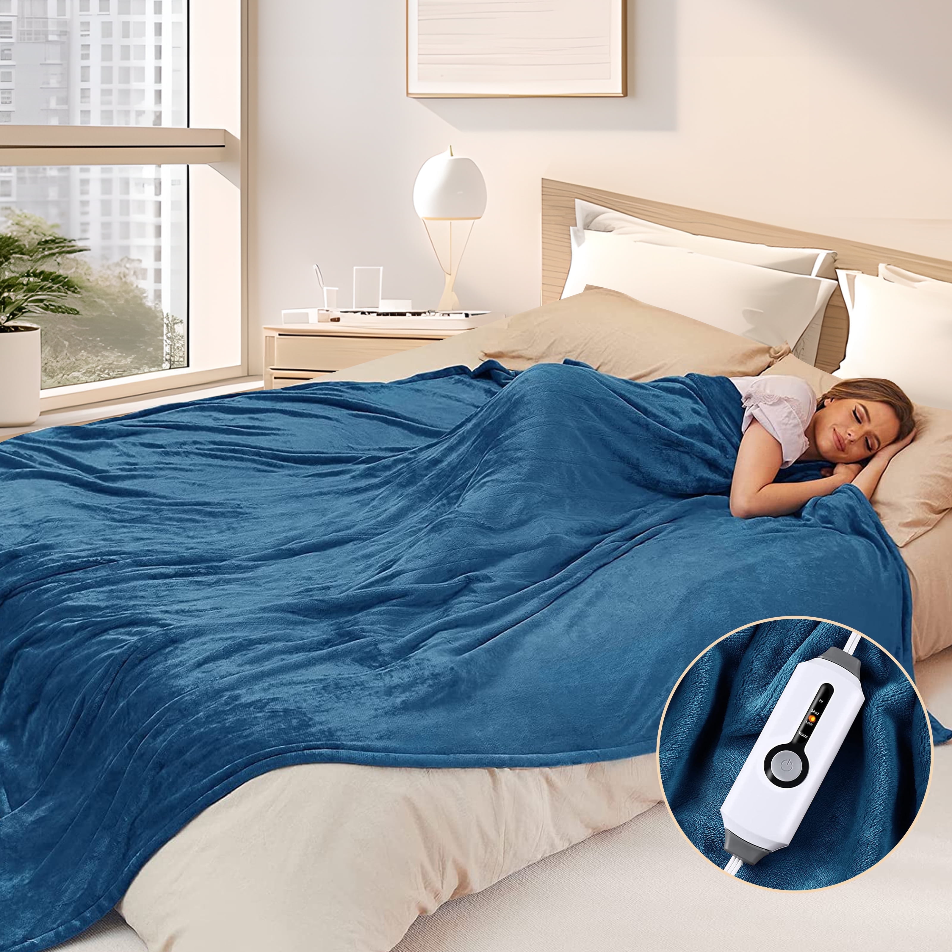 GREY Sunbea Royal Ultra Fleece Heated Electric Blanket Full Size, 84