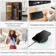 thumbnail image 5 of K-Lion for iPhone 14 Plus Wallet Case ,Luxury Magnetic PU Leather Zipper Purse 2 in 1 Design Shockproof Flip Case Card Slot Kickstand Phone Cover with Lanyard for Women Men ,Darkbrown, 5 of 7