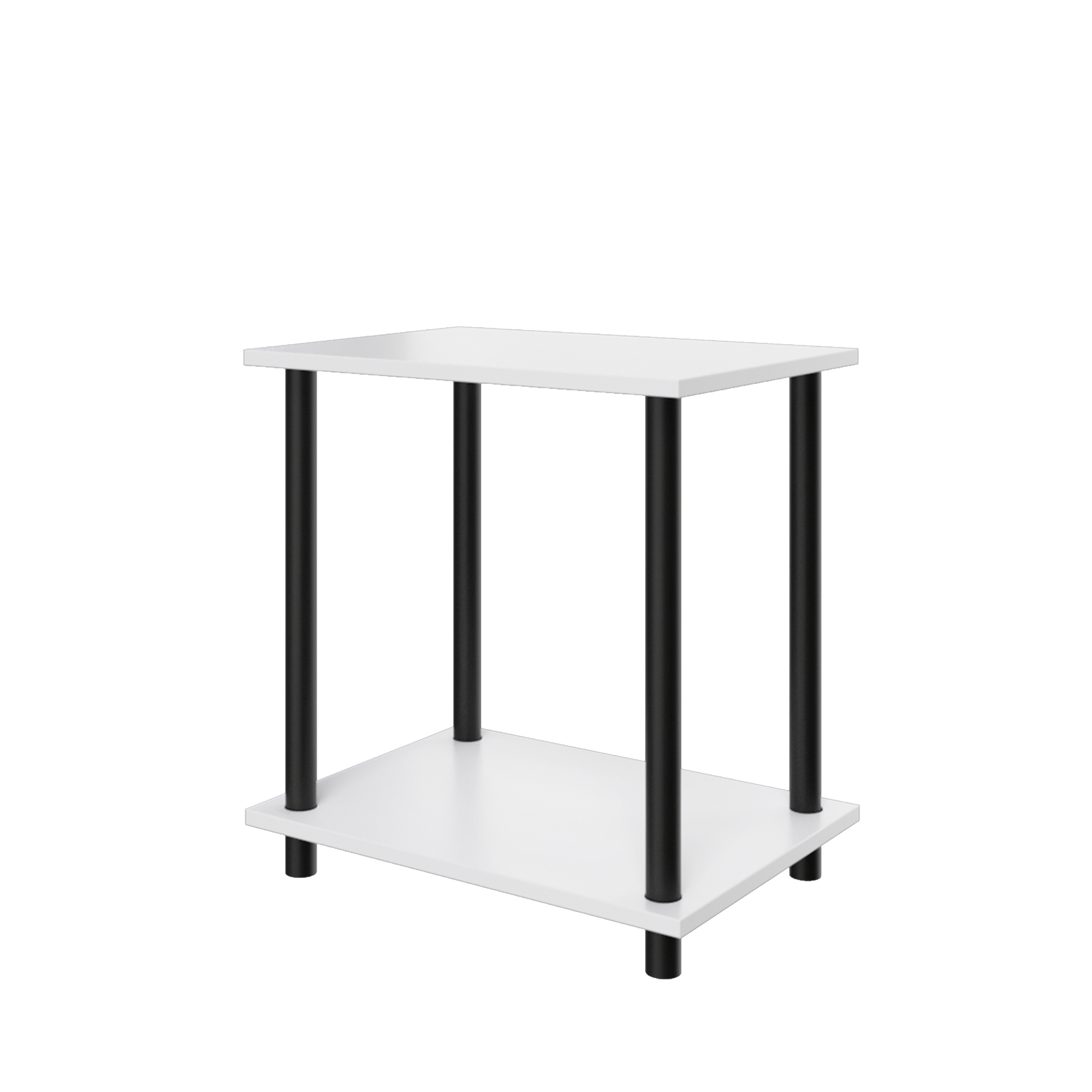 2 Tiers Wood Household Shelving Unit in White (14.96 in. W x 15.87 in. H x 11.02 in. D)