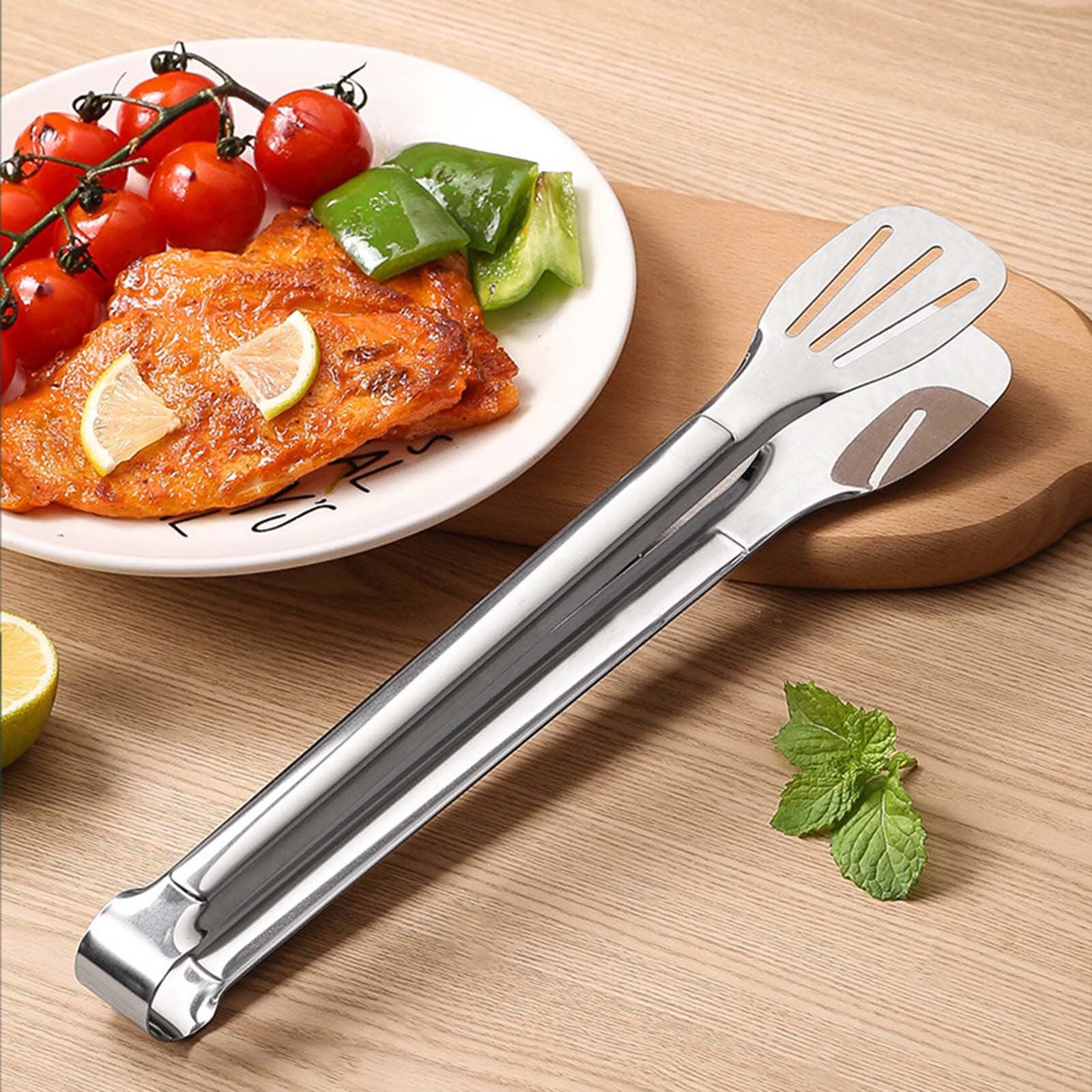 Lot De 3 Pinces De Cuisine En Acier Inoxydable - Poignée Antidérapante, Pour Barbecue, Viande, Pâtes, Salade - 4