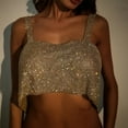 thumbnail image 4 of Women Glitter Rhinestone Crop Top Metal Diamond Backless Vest Party Clubwear, 4 of 16