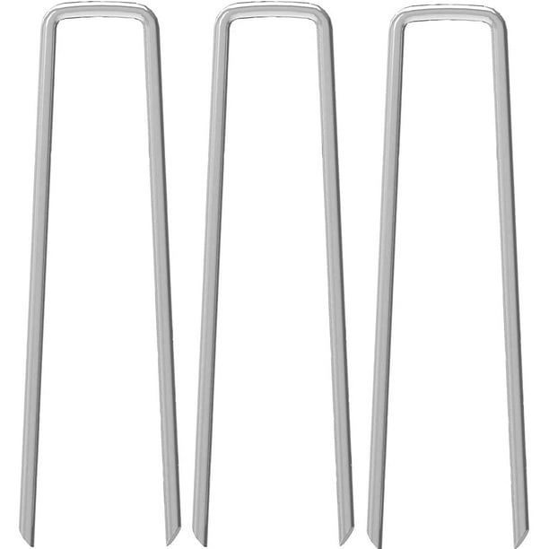 Paquete de 50 alfileres de estacas de jardín de 6.0 in, grapas de paisaje de jardín resistentes, alfileres de estacas, grapas de paisaje galvanizadas para anclar tela de barrera de malas hierbas