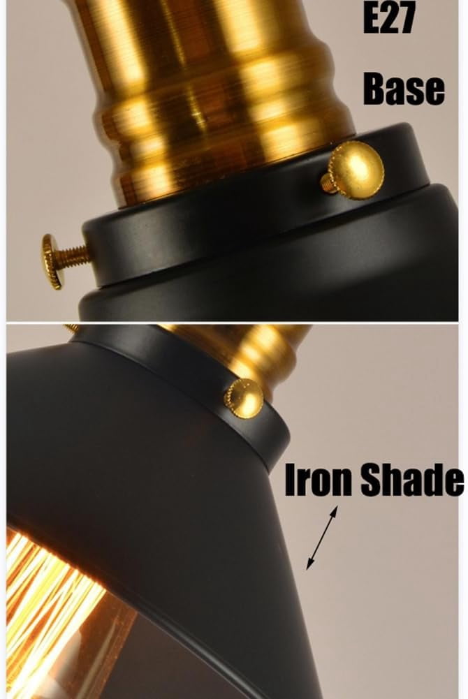 Vintage Black Gold Metal Pendant Light Fixture for Kitchen Sink, Retro Industrial Style Iron Pendant Lighting, Rustic Farmhouse American Pendant Lamp for Over Table Kitchen Island Shop
