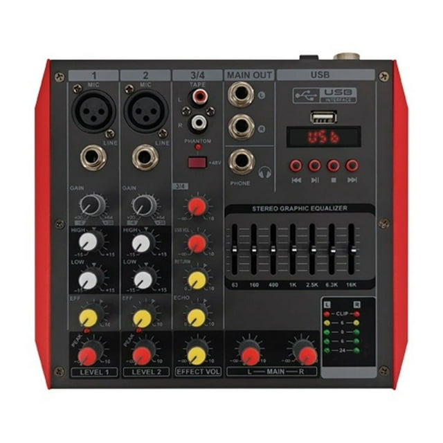 2/4/6 Channel Professional Audio Mixer Console System With Blue Tooth USB DSP 48V Phantom Power