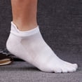 thumbnail image 3 of Qarigey 4 pares de calcetines cortos transpirables y ligeros con forro para correr, calcetines de cinco dedos para hombres, duraderos Medias blanco, 3 of 6