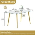 thumbnail image 2 of 51" Rectangular Glass Dining Table for 4 Persons with Clear Tempered Glass Top & Plated Metal Legs, Modern Kitchen Table for Dining Room, Home Office, Meeting, 2 of 6