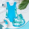 thumbnail image 6 of sususu Girls Swimsuit Two Piece Swimsuits with Boyshort Ruched Bathing Suit Floral Set Girls' Swimwear Sky Blue 8Y, 6 of 9