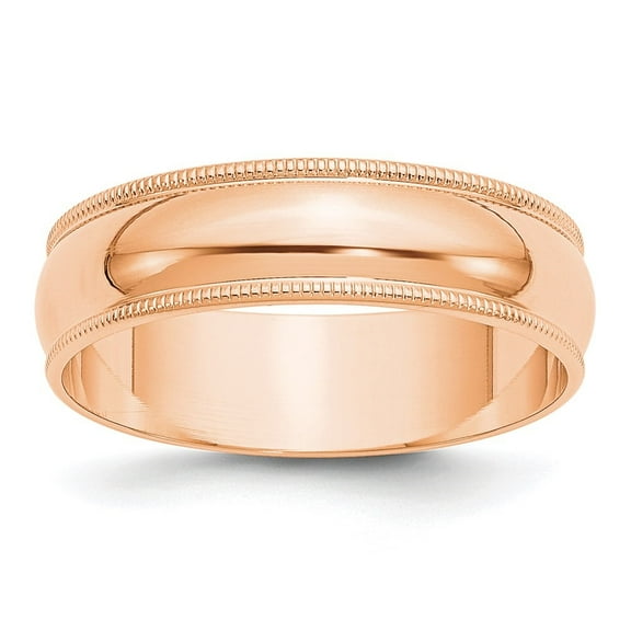 Auriga Fine Jewelry 14K Rose Gold 6mm Lightweight Milgrain Half Round Men's Wedding Band Size 10