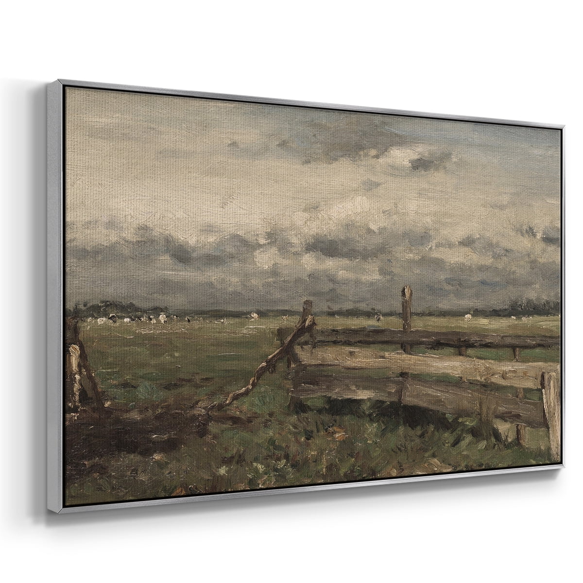 Vintage Landscape-CCCVI By Wexford Home Framed in Silver Wood Gallery Wrapped Canvas 25 in. x 37 in.