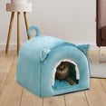 thumbnail image 4 of Cute Cave Bed Hut Kennels Cama para perros pequeños Cama para gatitos Casas para gatos Tiendas para mascotas Suave y cómoda para interior Felpa cálida Azul Colco Cama cueva, 4 of 6