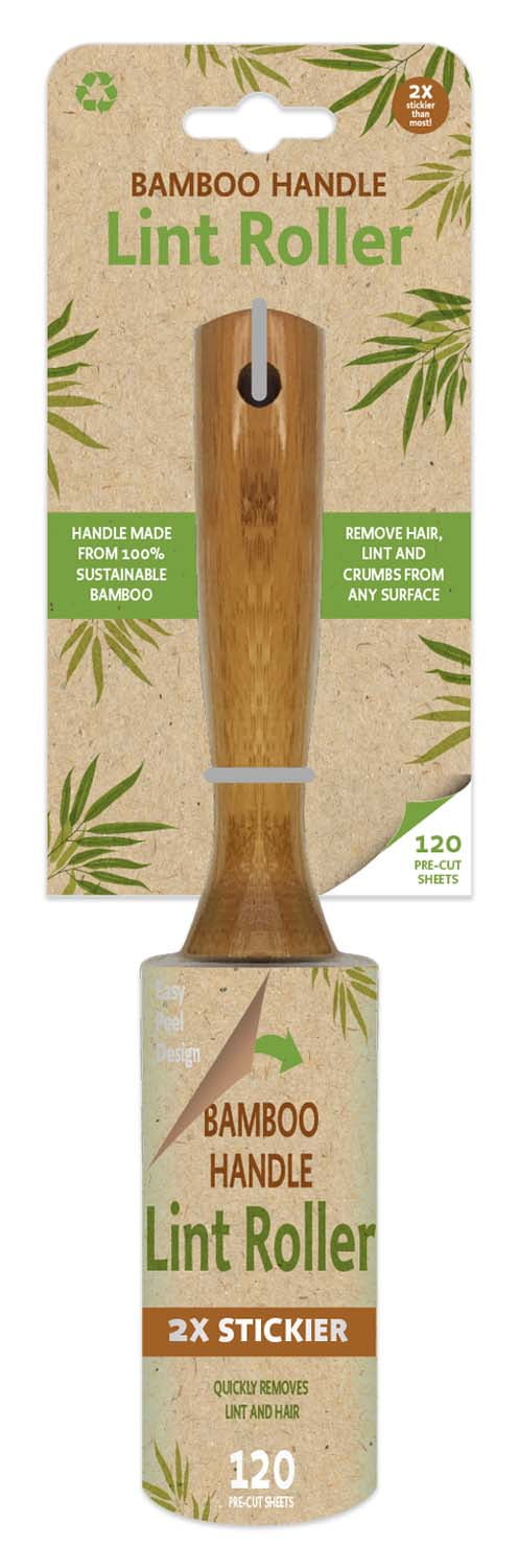 (2 pack) Lint Roller 120 Sheet Bamboo Handle