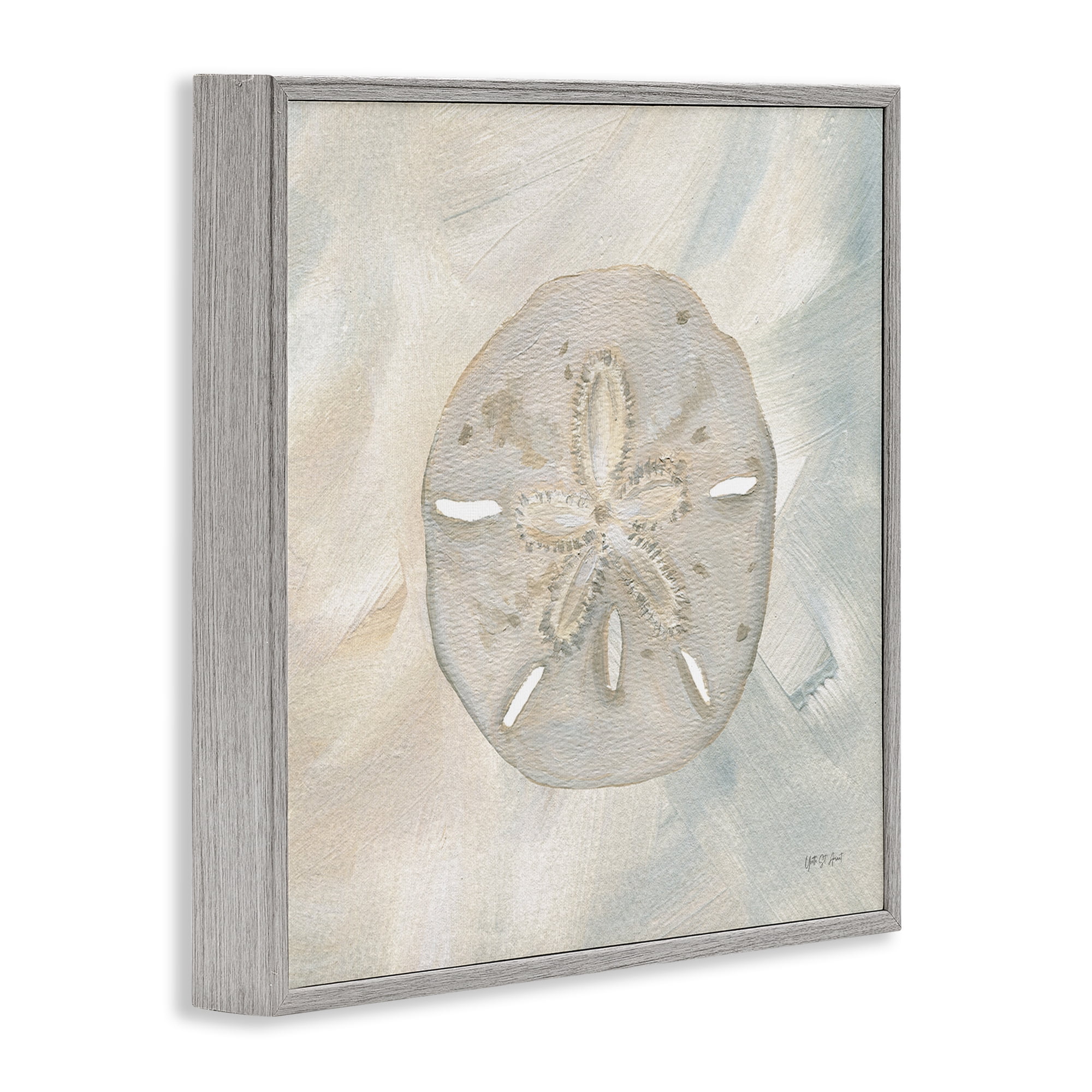 Stupell Industries Soft Sand Dollar Coastal Painting Gray Framed Art Print Wall Art, 17 x 17