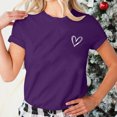 thumbnail image 4 of AherBiu Hauts d'Été pour Femmes Manches Courtes Haut Confortable T-Shirts Imprimé Cœur Col Rond T-Shirts Basiques Blouse, 4 of 6