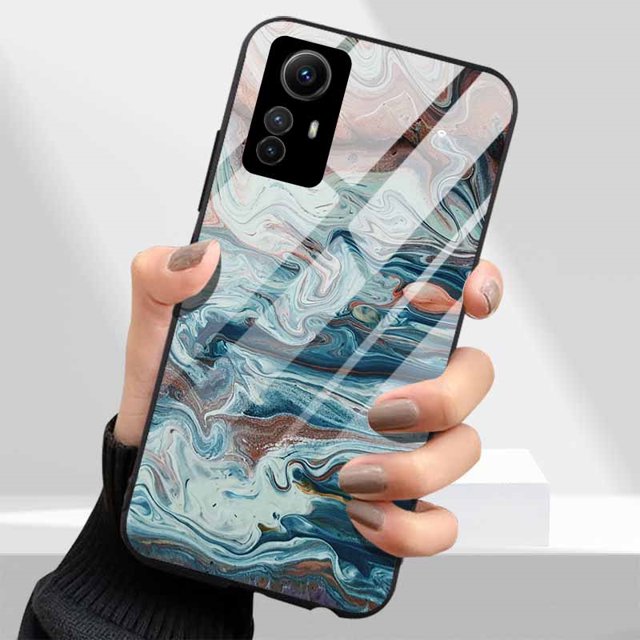 Pour Redmi Note 12s 4G Étui Luxe Mode Verre Trempé étui Rigide PC pour Xiaomi Redmi Note 12s Étui de Téléphone Note12S 12 S