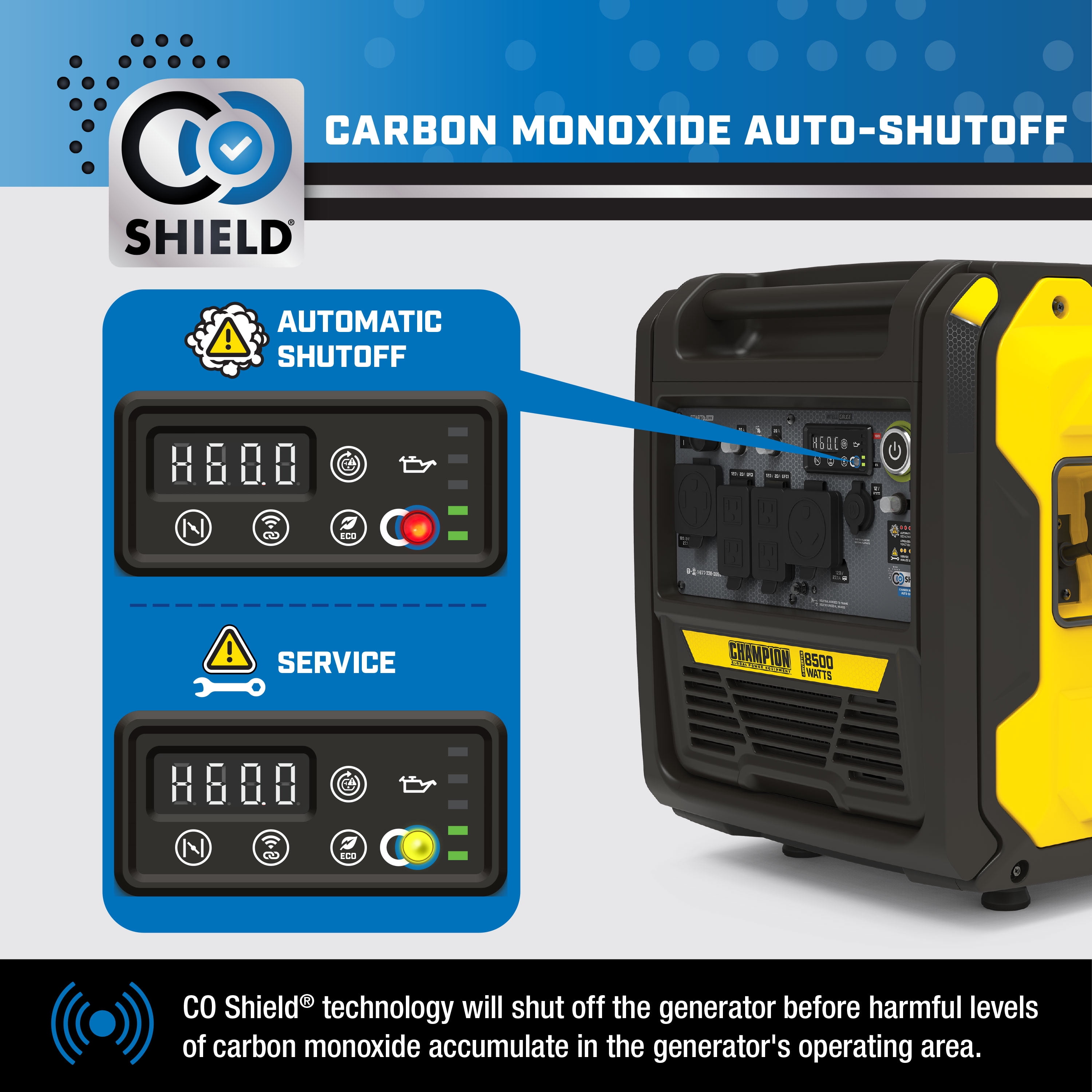 Champion Power Equipment 8500-Watt Wireless Remote Start Ultra Quiet RV Ready Portable Inverter Generator with StartLINK and CO Shield