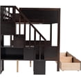thumbnail image 4 of Solid Wood Twin Over Full Floor Bunk Beds with Two Drawers and Staircase, Bed with Shelfs, Storage Staircase and 2 Drawers, Reinforced Structure for Teens, 4 of 6