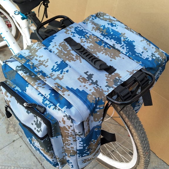 UPGRATOR Blue Bike Double Tail Bag with Multiple Compartments and Secure Rack Straps