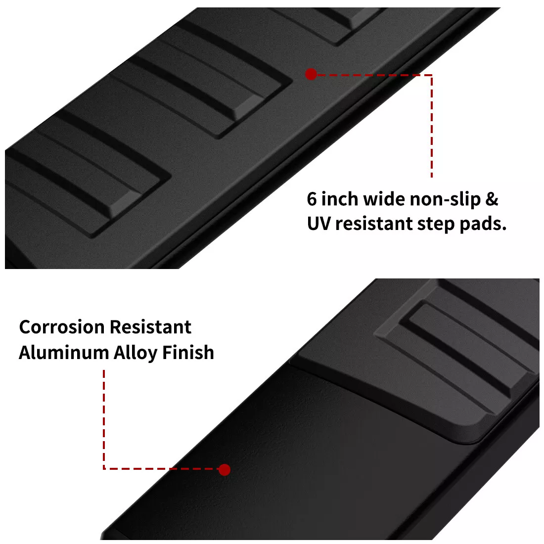 RVNI 6 inch Running Board for 2009 2010 2011 2012 2013 2014 Ford F-150 Super Crew Cab Side Step Nerf Bar Alloy ABS Black