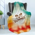 thumbnail image 4 of Summer Soft Flannel Fleece Throw Blanket, Tropical Holiday Background with Palm Tree and Sun Exotic Vacation, Cozy Plush for Indoor and Outdoor Use, 50" x 70", Orange Scarlet Teal, by Ambesonne, 4 of 5