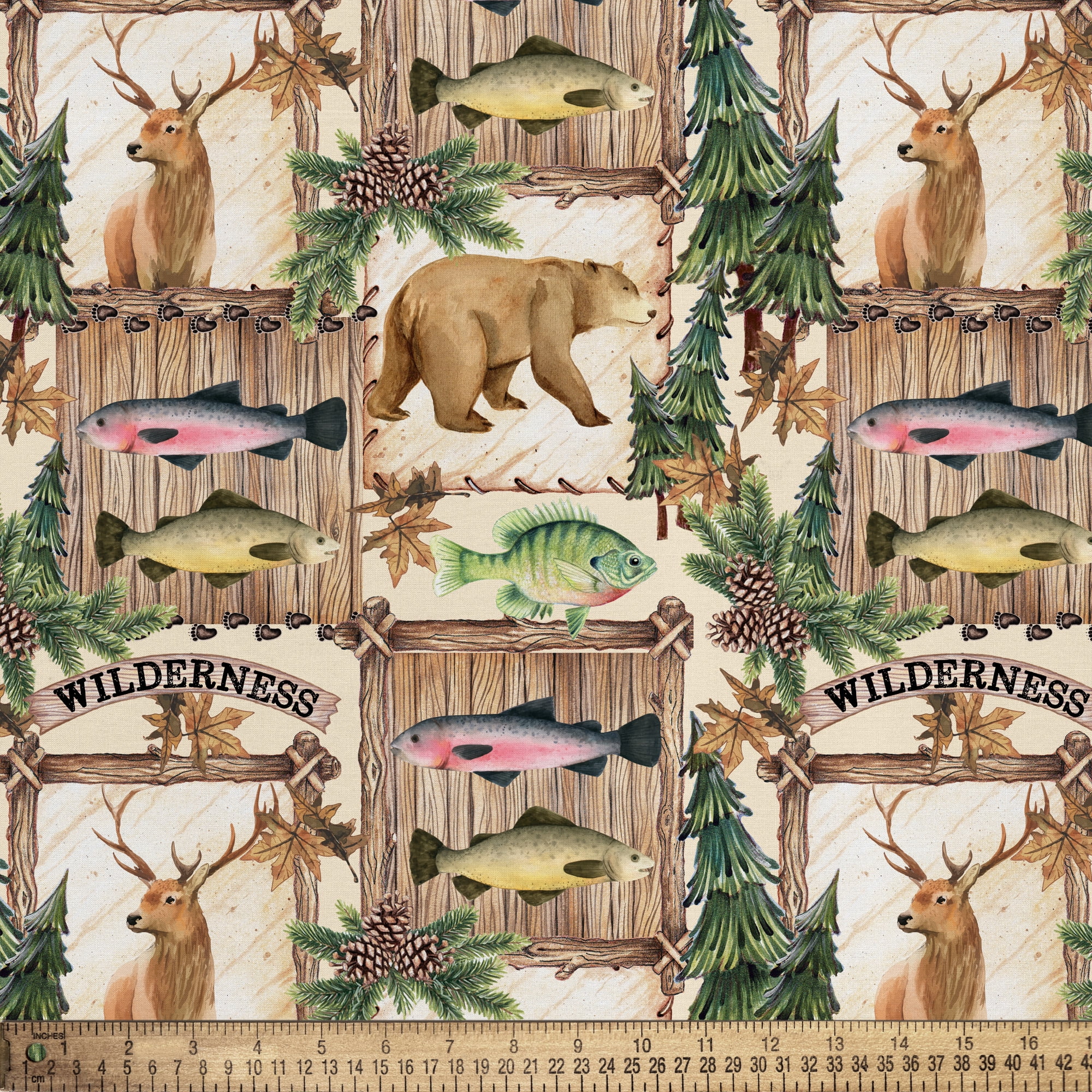 Half-Yard 100% Cotton The Wilderness, Multi-color, 44" Wide for Quilting & Sewing by David Textiles