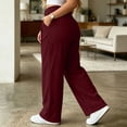 thumbnail image 5 of Oksale Corduroy Dress Pants for Women with Pockets Plus Size Pleated Front Business Casual Pants Loose Straight Leg Pants Officewear Wine M, 5 of 6