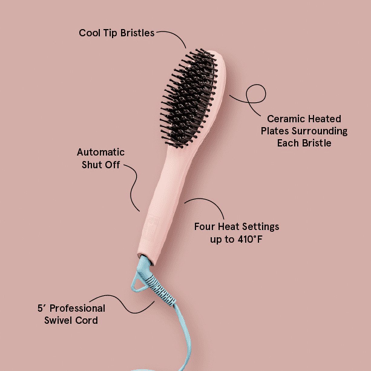 FLOWER Ceramic Hair Straightening Brush, Pink - image 5 of 11
