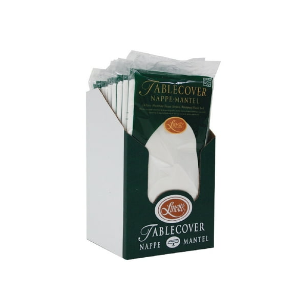 Linette Disposable Party Tablecovers in Display Box - 9' - Set of 12 - White