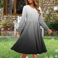 thumbnail image 2 of Ecqkame Women Long Sleeve Dresses Fashion Printed Crewneck Flowy Dress A-Line Empire Waist Casual Vacation Dresses with Pocket Black XXL, 2 of 6