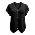 thumbnail image 3 of Spring Cardigans for Women Short Sleeves Knitted Button Up Sweater Cardigan V Neck Casual Sweater Coat Short Sleeves Sweater Cardigans for Women (Black XL), 3 of 4