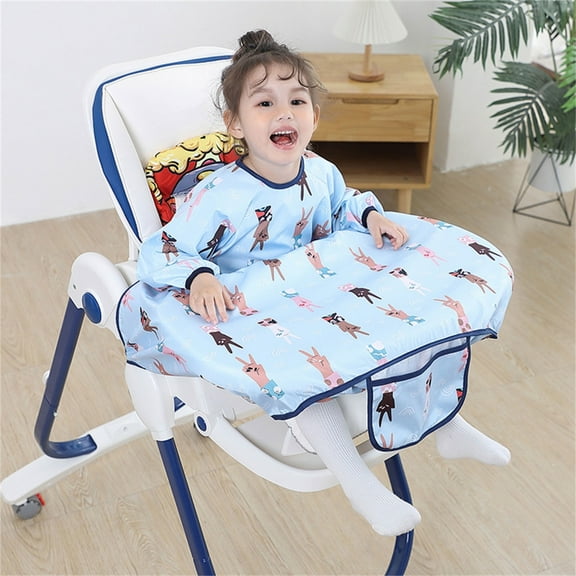RYUJNDK Baby Long Sleeved Bib Toddler Dining Chair Bib Infant 6-36M Feeding Food Bib Highchair Table Doodling Apron