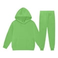 thumbnail image 4 of Tracksuit Athletic Sweatsuits Sets,2PC Long Sleeve Green Hooded Sweatshirt Sweatpants Set Winter Clothes Girls Clothing Size 9-10 Years, 4 of 4