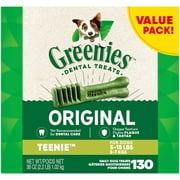 Greenies Original TEENIE Natural Dog Dental Care Chews Oral Health Dog Treats, 36 oz. (130 Treats)
