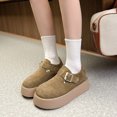 thumbnail image 2 of IUJSOY Platform Mules for Women Comfort Suede Chunky Slip on Slippers Adjustable Arch Support Clogs, 2 of 9