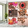thumbnail image 5 of Ambesonne Coffee Shower Curtain, Mugs Polka Dots Flowers, 69"Wx84"L, Brown Red, 5 of 5