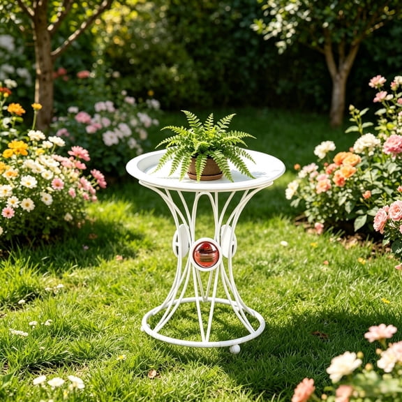Decorative Metal Plant Stand, Rustproof Vintage Round Flower Pot Holder for Indoor Outdoor Living Room Balcony Patio Garden and Corner Use