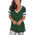 thumbnail image 3 of Fiudx Ofertas Flash Artículos En Oferta Camisetas de Empalme a Rayas para Mujer, Tops Informales de Manga Corta con Cuello En V, 3 of 7