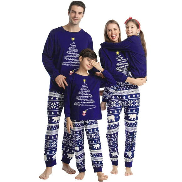 Christmas Family Matching PJ's Sets Sleepwear Outfit Dad Mum Kids Print Xmas Gifts Family PJs Matching Set Lounge Pants Top 2pcs