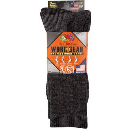 Fruit of the Loom Pro Work Gear Men's Socks, 6-12, Black
