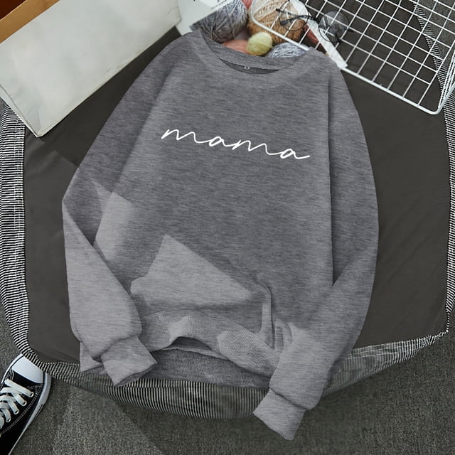 2024 Nouveau Chandail à Col Rond Imprimé de Lettres pour Femmes, Style de Rue, Manches Longues, Chandail à Capuchon à Enfiler à Lacets, Chandail à Manches Longues, Chandails à Capuchon pour Femmes, T-Shirt Cool pour Ados, Chandail pour Femmes « Auntie », Chandail Graphique