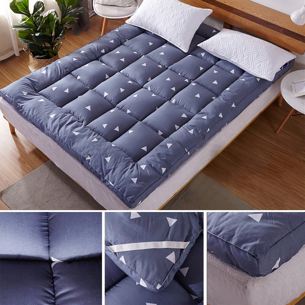 Extra Thick Twin Mattress Topper Pillow Top Mattress Protector Cover with 3 inch Down Alternative Fill Microfiber Soft and Breathable,Blue