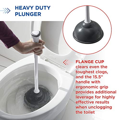 Clorox Toilet Plunger with Hideaway Storage Caddy White Gray