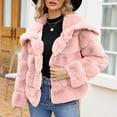 thumbnail image 2 of BiZtdJrK 90 Off Clearance Sale Womens Faux Fur Coat Fleece Cropped Lapel Jacket Long Sleeve Plush Warm Thickening Coats Warm Winter Open Front Jackets 2024 Pink 3XL, 2 of 5
