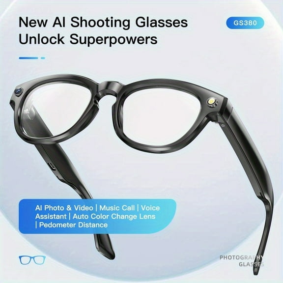2025 AI Smart Glasses: 100  Lang Translation, 1080P Video | Bluetooth 5.2, Voice Control | Blue Light Block, Magnetic Charging | For Business/Personal Use, Sleek Metallic
