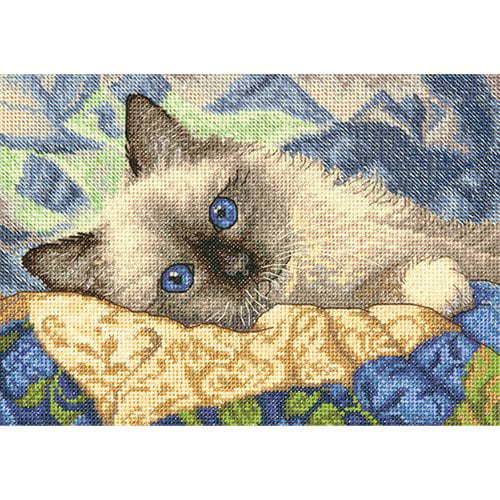 New Dimensions Gold Petite Counted Cross Stitch Kit 65090 Napping kitten 