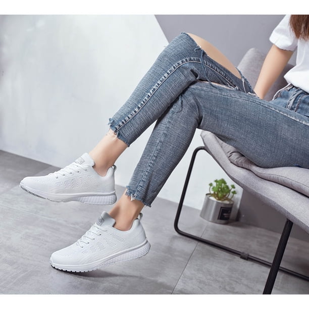 Zapatos deportivos de tejido volador, zapatos ligeros informales de malla transpirable para mujer Wmkox8yii shalkjhdk887