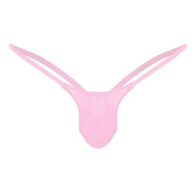 WZXFASHION Open Back Mens Underpants Low Rise Briefs G-string Thong Underwear Intimates Pink M