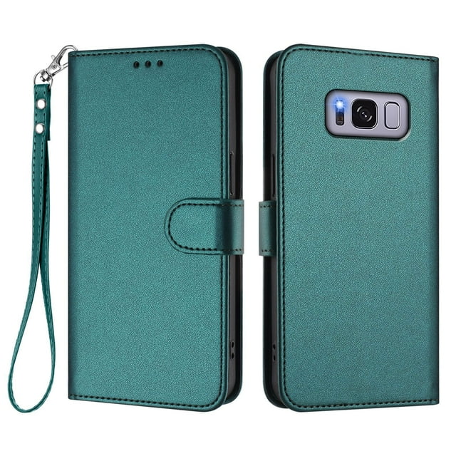 GANGXUN Wallet Case for Samsung Galaxy S8 – Magnetic Closure, RFID Blocking, Wrist Strap, Wireless Charging Compatible
