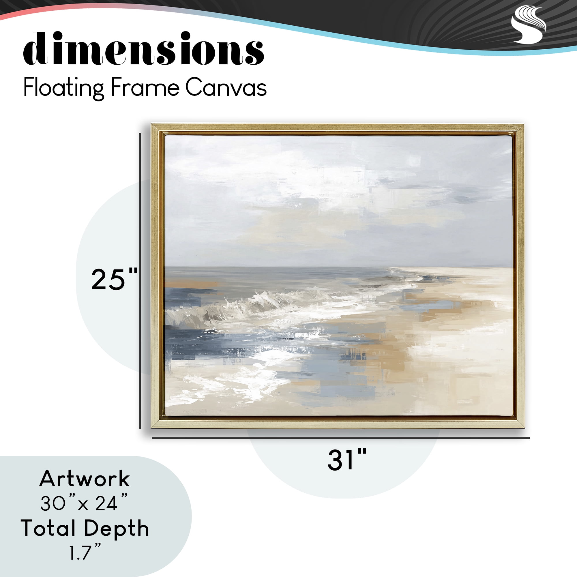 Stupell Industries Tranquil Beach in Neutrals Gold Framed Floater Canvas Wall Art, design by Kim Curinga
