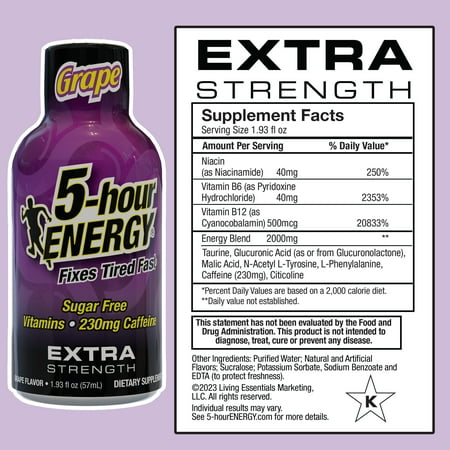 5-hour ENERGY Shot, Extra Strength, Grape, 15 Count